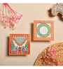 Multicolor Marble Puja Chowki for God Idols (Pack of 2)