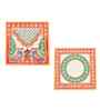 Multicolor Marble Puja Chowki for God Idols (Pack of 2)