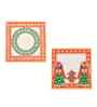 Multicolor Marble Puja Chowki for God Idols (Pack of 2)
