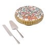 Multicolor Metal Cake Platter WIth Knife & Server