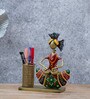 Multicolor Metal Handpainted Decorative Lady Musician Showpiece Pen Stand