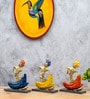 Multicolor Metal Handpainted Decorative Set of  3 Musician Showpiece