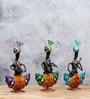 Multicolor Metal Handpainted Decorative Set of  3 Sardar Musician Showpiece
