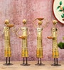 Multicolor Metal Handpainted Decorative Set of 4 Rural Lady Showpiece