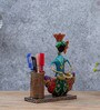 Multicolor Metal Handpainted Wall Hanging Decorative  Lady Musician Pen Stand