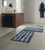 Blue Microfiber 15X23 Inches Anti-Skid Bath Mat Set Of 2