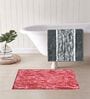 Red And Grey Microfiber 15X23 Inches Anti-Skid Bath Mat Set Of 2