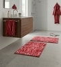 Red Microfiber 15X23 Inches Anti-Skid Bath Mat Set Of 2