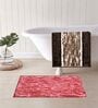 Red And Brown Microfiber 15X23 Inches Anti-Skid Bath Mat Set Of 2