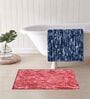 Red And Blue Microfiber 15X23 Inches Anti-Skid Bath Mat Set Of 2