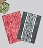 Red And Grey Microfiber 15X23 Inches Anti-Skid Bath Mat Set Of 2