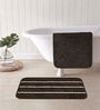 Brown Microfiber 15X23 Inches Anti-Skid Bath Mat Set Of 2
