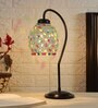Multicolor Mosaic Glass Curvy Table Lamp with Iron Base