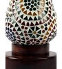 Multicolor Mosaic glass Table lamp with wood Base 