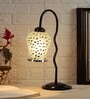 Multicolor Mosaic Glass Zig Zag Curvy Table Lamp with Iron Base