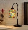 Multicolor Mosaic Glass Zig Zag Curvy Table Lamp with Iron Base
