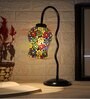 Multicolor Mosaic Glass Zig Zag Curvy Table Lamp with Iron Base