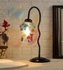 Multicolor Mosaic Glass Zig Zag Curvy Table Lamp with Iron Base
