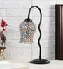 Multicolor Mosaic Glass Zig Zag Curvy Table Lamp with Iron Base