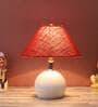 Multicolor Natural Fiber Shade Table Lamp With White Base