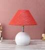 Multicolor Natural Fiber Shade Table Lamp With White Base