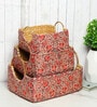 Multicolor Natural Fibre Set of 3 Basket