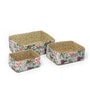 Multicolor Natural Fibre Set of 3 Organiser Tray and Storage Basket
