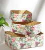 Multicolor Natural Fibre Set of 3 Organiser Tray and Storage Basket