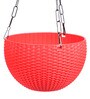 Multicolor Plastic Garden Essential Hanging Planter with Elegant Wicker Design with Chain 8 Inch