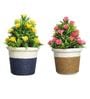 Plastic Della Multicolor With Pot Set Of 2 Artificial Plant