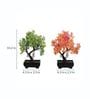 Plastic Multicolor Y Shape Bonsai Tree With Brown Pot Set Of 2 Artificial Plants