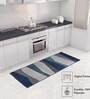 Blue Abstract Polyester 3 ft x 5 ft Machine Made Carpet