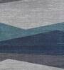 Blue Abstract Polyester 3 ft x 5 ft Machine Made Carpet