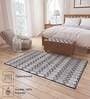 Grey Polyester Geometrical 4 x 6 Feet Machine Made Carpet