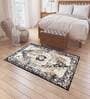 Black Persian Polyester 4 ft x 6 ft Machine Made Carpet