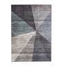 Grey Geometric Polyester 4 ft x 6 ft Machine Made Carpet