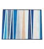 Blue Striped Polyester 4 ft x 6 ft Machine Made Carpet