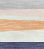 Blue Striped Polyester 5 ft x 7 ft Machine Made Carpet