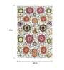 Cream Floral Polyester 5 ft x 7 ft Machine Made Carpet