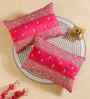 Pink Polyester Abstract 12X18 Inches Cushion Covers (Pack of 2)