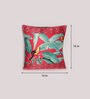 Red & Green Floral Polyester 16 x 16 Inches Cushion Covers (Set of 2)