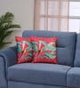 Red & Green Floral Polyester 16 x 16 Inches Cushion Covers (Set of 2)