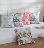 Multicolor Floral & Bird Polyester 16 x 16 Inches Cushion Covers (Set of 5)