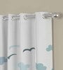 Multicolor Polyester Abstract 5ft Semisheer Eyelet (2 pc) Window Kids Curtain
