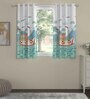 Multicolor Polyester Abstract 5ft Semisheer Eyelet (2 pc) Window Kids Curtain