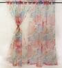 Multicolor Floral Polyester 8 Ft Sheer Rod Pocket Door Curtain