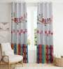 Multicolour Polyester Abstract 7 Ft Light Filtering Eyelet 1 Curtain