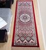 Red Polyester Vintage 2 x 6 Feet Machine Made Floor Runner