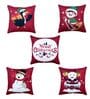 Red Polyester Christmas Special 16x16 inches Cushion Covers (Pack of 5)