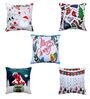 Multicolor Polyester Christmas Special 16x16 inches Cushion Covers (Pack of 5)